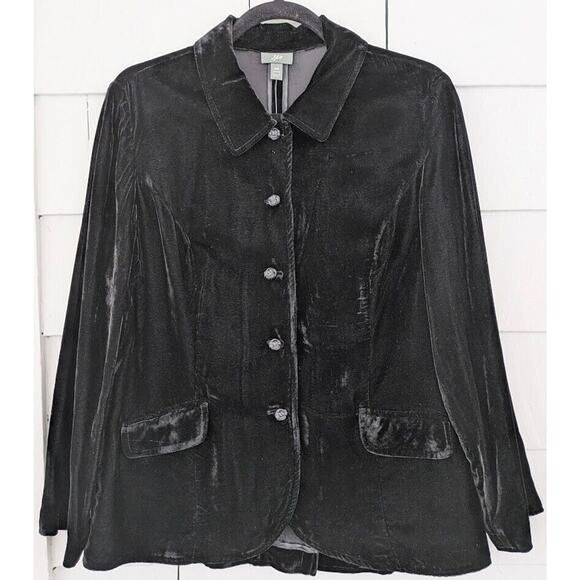 J. Jill Women's Size MP Velvet Jacket w/ Asian Knot Frog Closure & Buttons ~ New - Picture 2 of 15